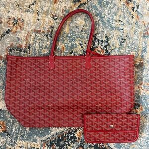 Goyard Saint Louis Tote Bad Red PM Coated Canvas